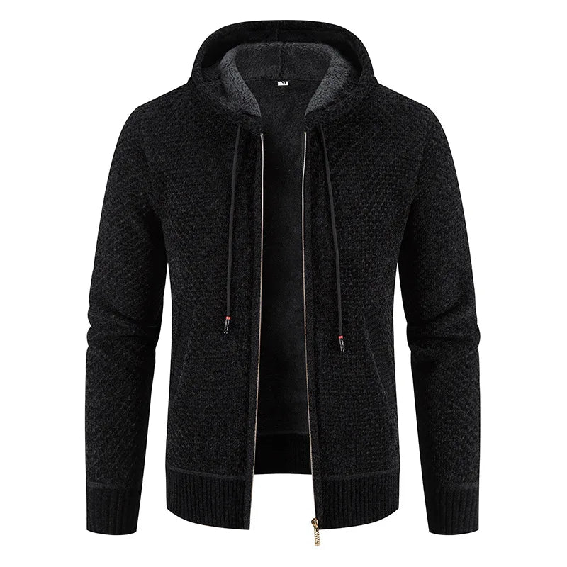 Herren Strickjacke – Fleecegefütterte Winterjacke mit Reißverschluss
