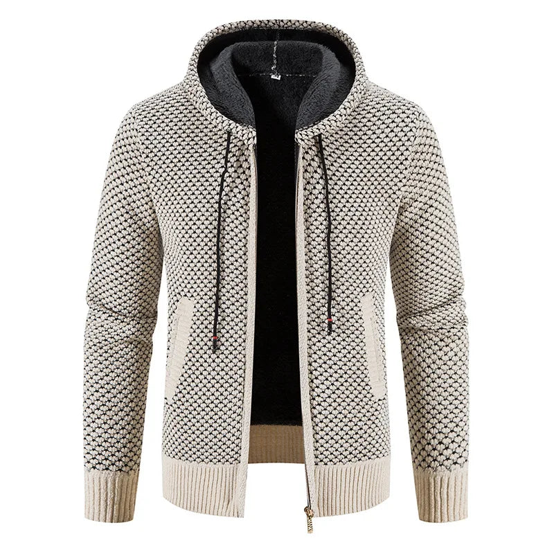 Herren Strickjacke – Fleecegefütterte Winterjacke mit Reißverschluss