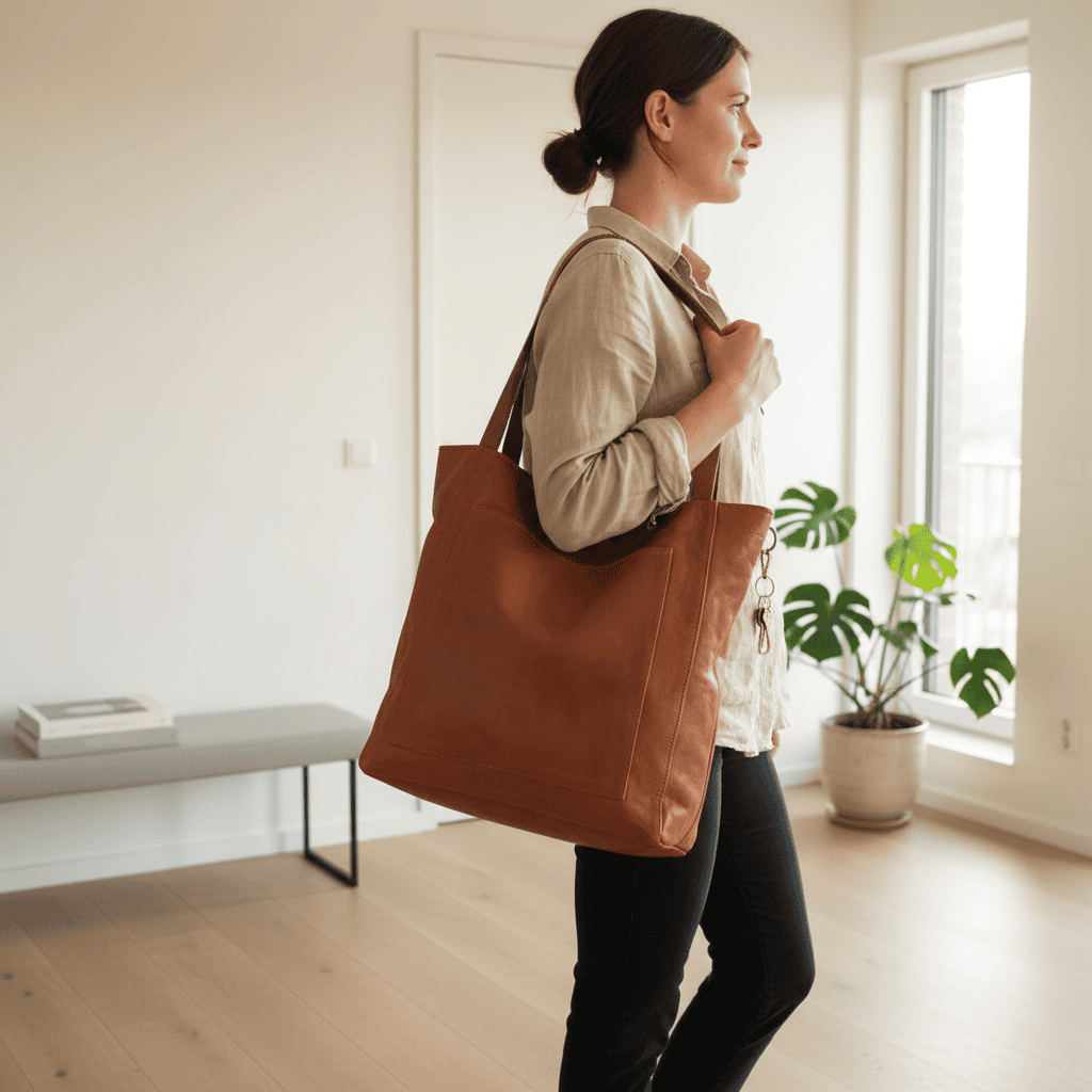 CARMÉ – Strapazierfähige Schultertasche aus weichem Echtleder