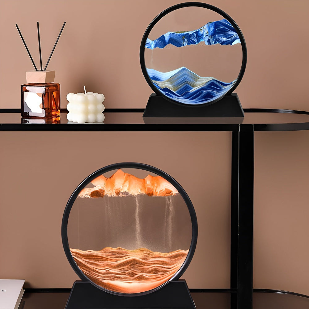 3D Bewegte Sandkunst - Beruhigende Glasdekoration für jeden Raum