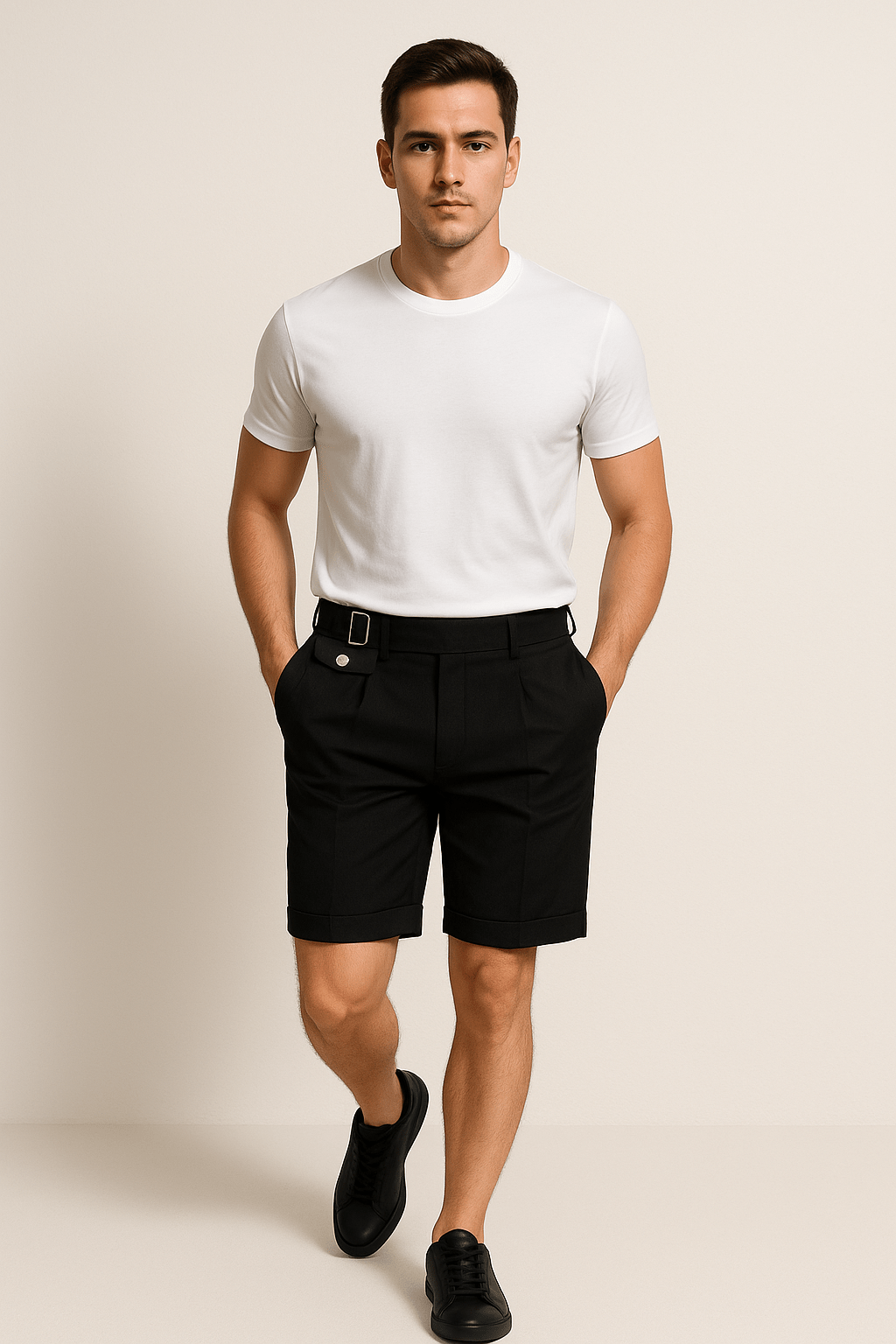 Herren Plissee-Shorts mit seitlichen Schnallen | Eleganter Sommerstil