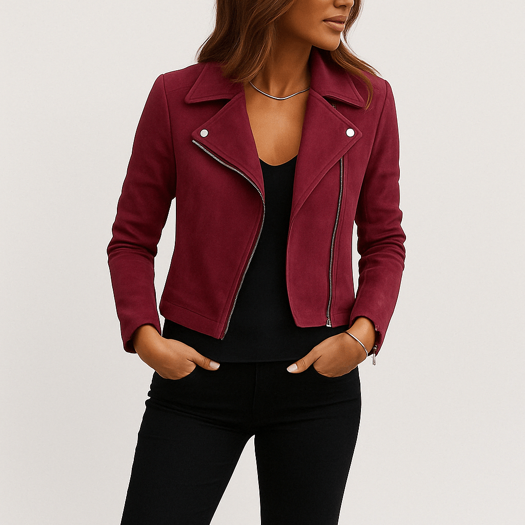 Wildleder-Look Bikerjacke für Frauen | Cool & Elegant